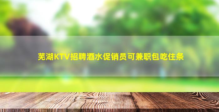 芜湖KTV招聘酒水促销员可兼职包吃住条